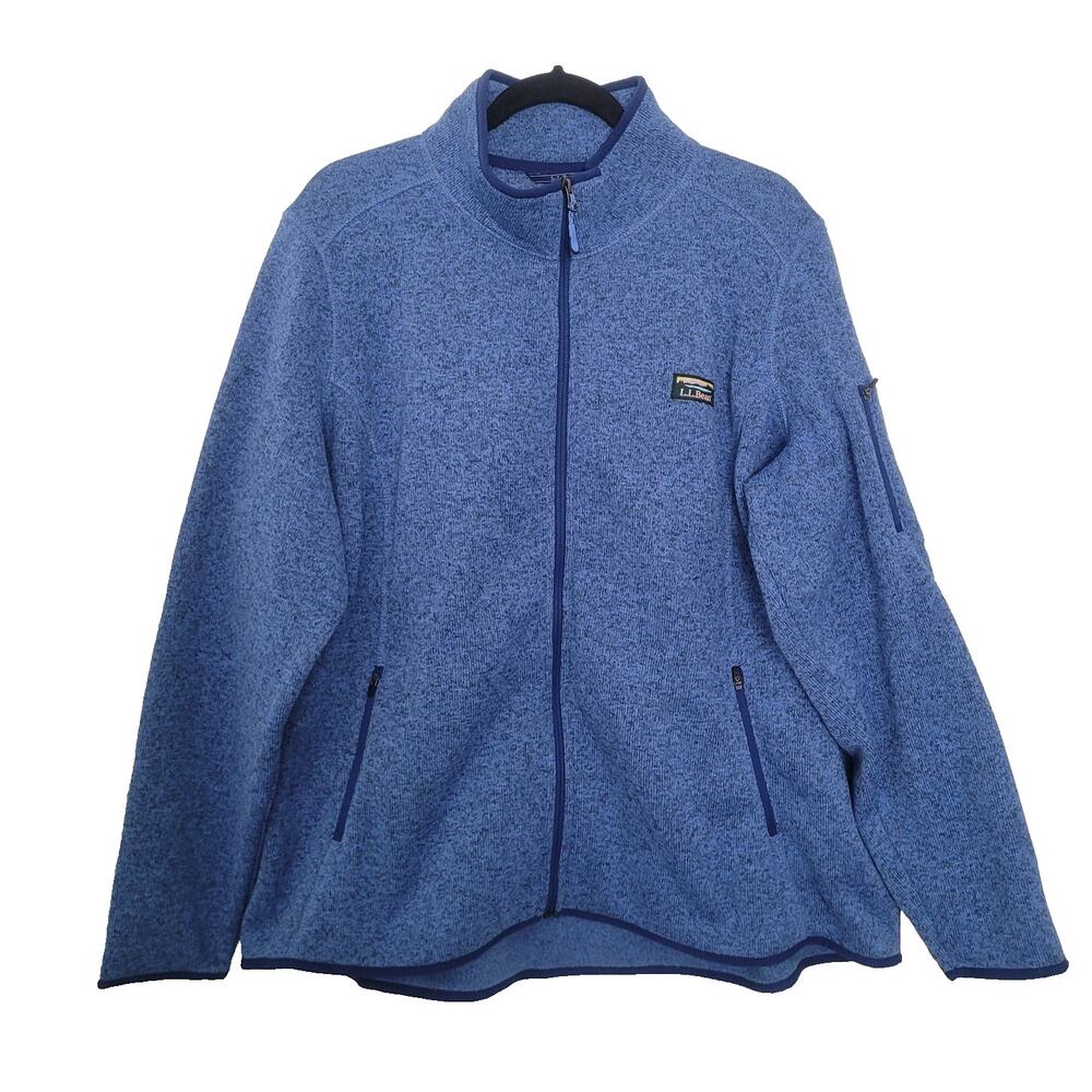 LL Bean Women's Sweater Fleece Full Zip Jacket Size 3X Blue Outdoor Lightweight